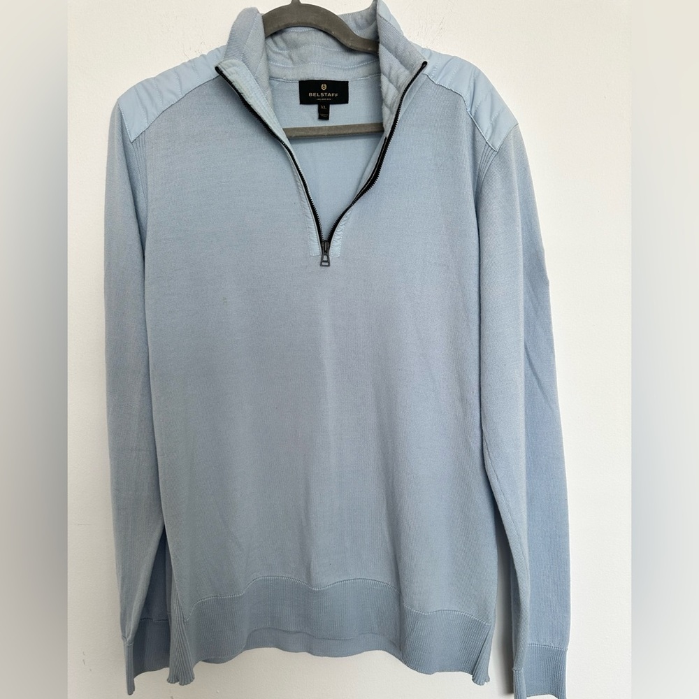 Belstaff Sky Blue Zip-Up Sweater
